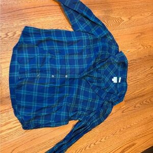 J. Crew Navy and Green Plaid Shirt